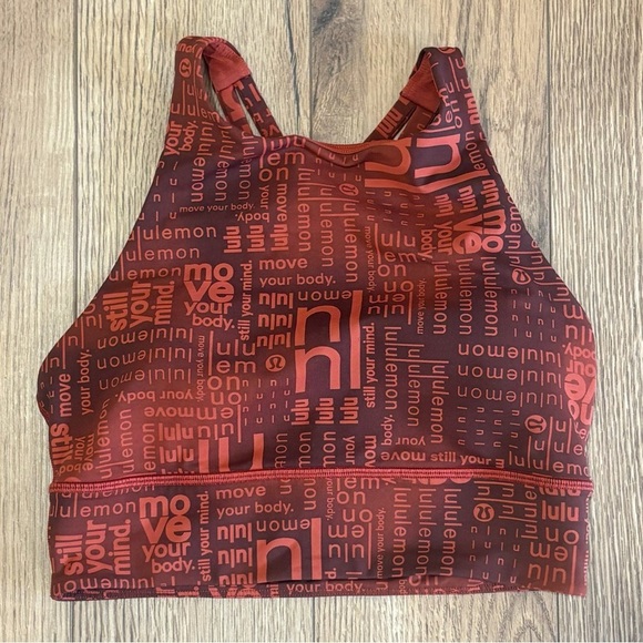Lululemon Energy High Neck Longline Bra In Ombre Red Multi Size 6 - Picture 1 of 5